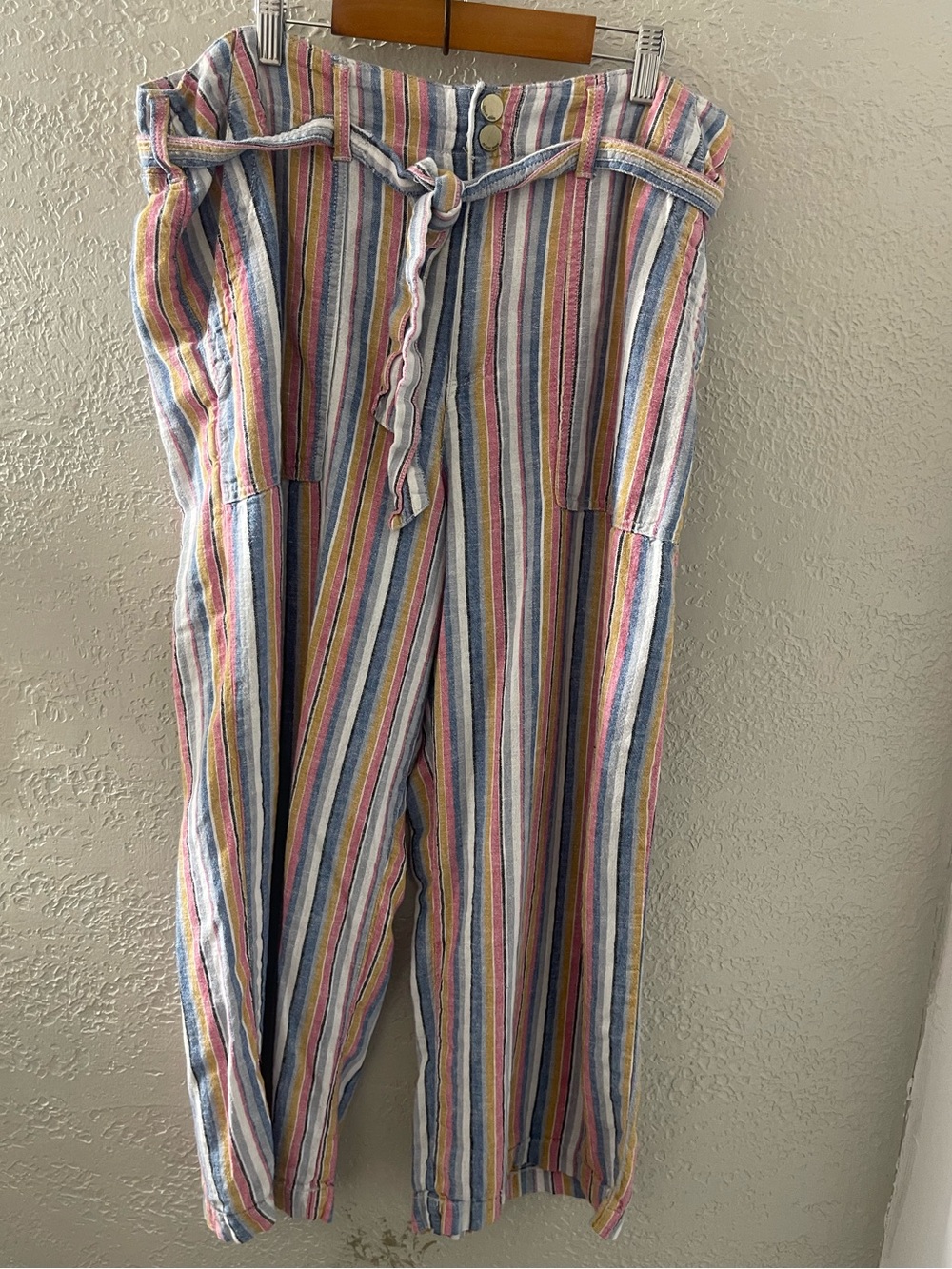 Seven7 Women’s Multicolor Vertical Stripe Wide Leg Pants Size 14